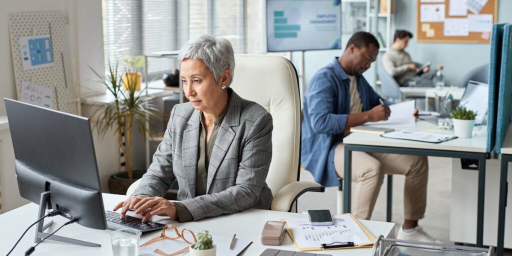 office workers managing the plan